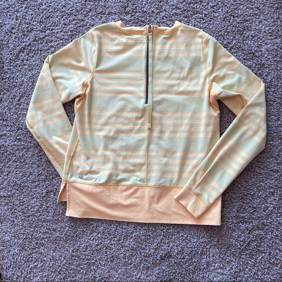 Lululemon | Run Warm Up Crew Top | Mellow Yellow Stripe | Size 4 - Picture 7 of 13